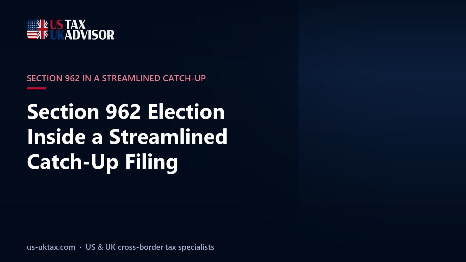 Section 962 Election Inside a Streamlined Catch-Up Filing